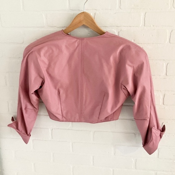 Vintage Y2K Real Leather Jacket The Ranch Crop Lions chain Pink Mobwife 0 - Picture 5 of 8